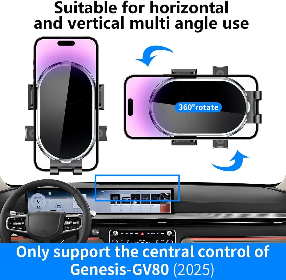 Car Phone Holder for Genesis GV80 2025-2026， G80 2025-2026，GV70 2026 Auto Accessories Navigation Screen Bracket Interior Decoration Dashboard Cell Mobile Phone Mount Holders case Accessory