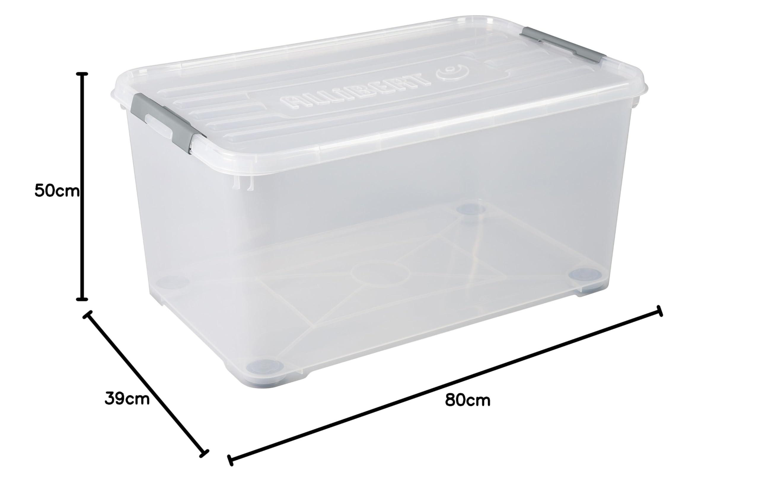 Allibert 225548 Handy Box più Coperchio a Clip e Rotella Trasparente plastica 80 x 50 x 39 cm 115 L