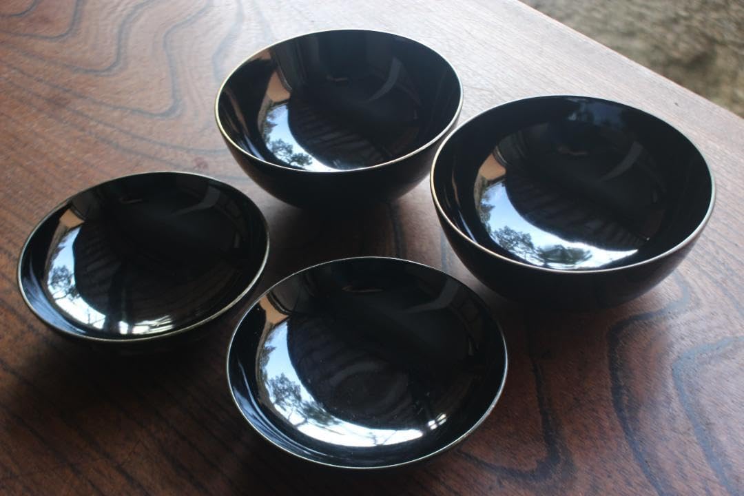 絵柄選択可！時代黒漆に極上千鳥見返し蒔絵の映えるお椀10点（