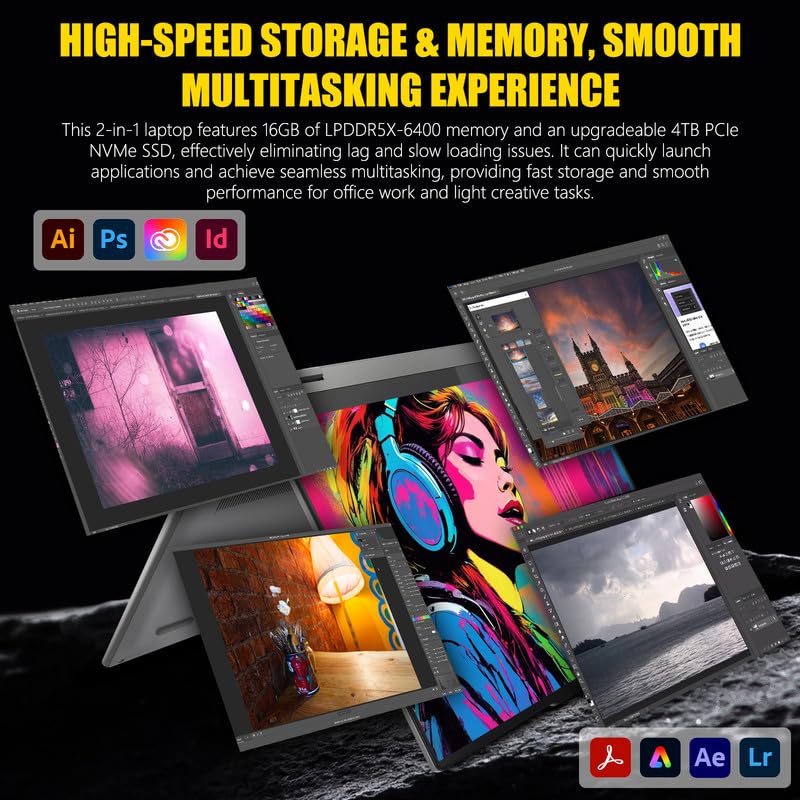 Image of Lenovo IdeaPad 5 2-in-1 Laptop Touchscreen, AMD Ryzen 7 8845HS, 16GB 2TB
