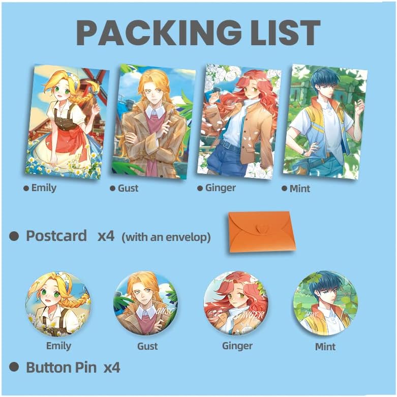 Miniatura 2 de My Time at Portia Characters - Juego de 4 pines de botón (1.9 pulgadas), 4 postales (5.9 x 4 pulgadas)