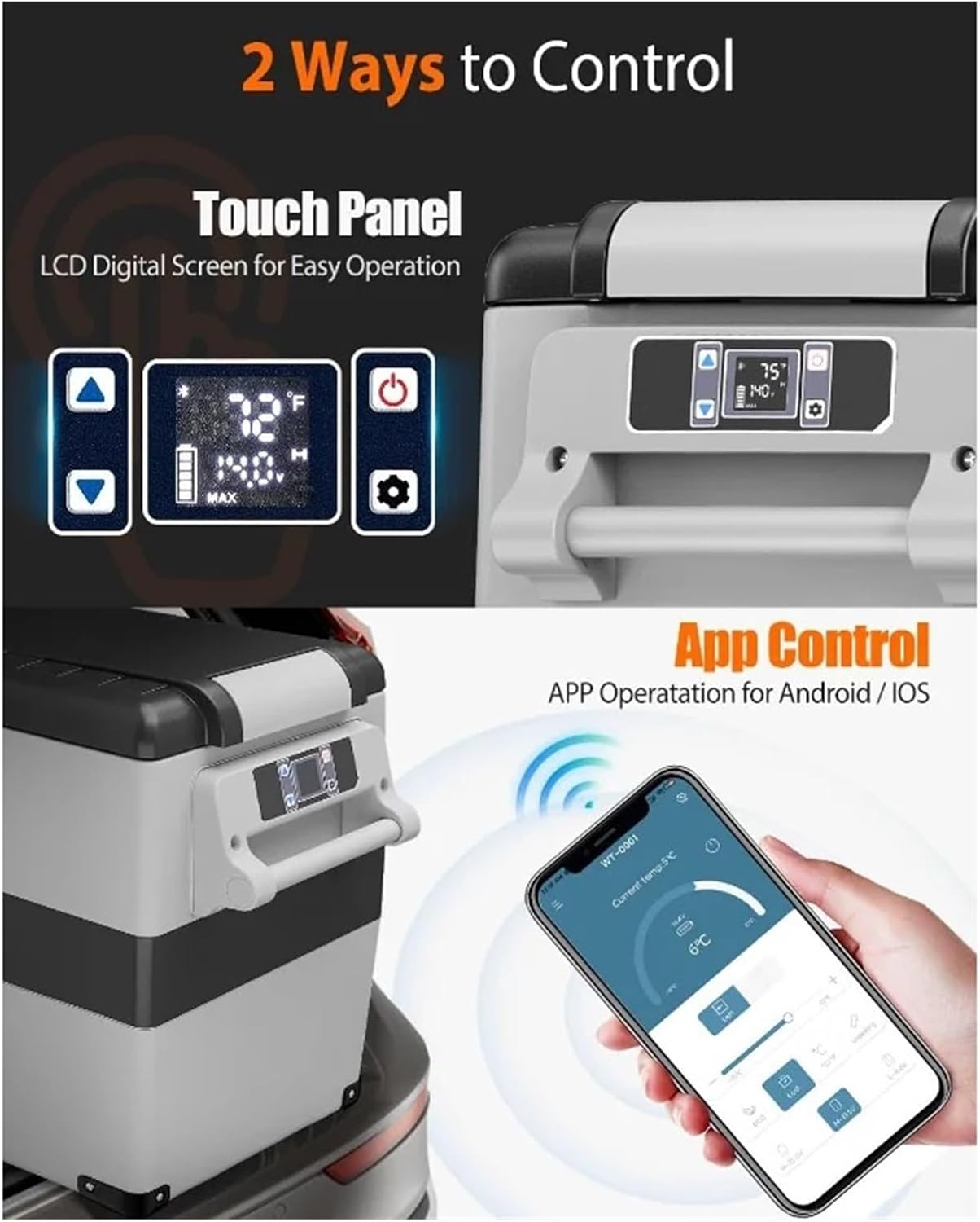 Car Fridge Portable 12V Refrigerator - 48 Quart Electric CoolerTruck Van RV Camper SUV, Car Refrigerator Freezer Camping