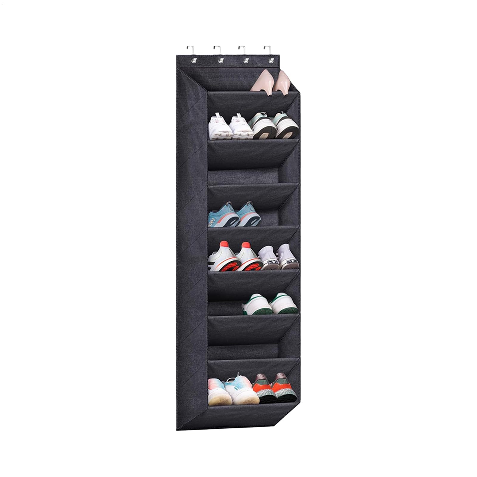 SVFOEBJM Shoe Organizer for Door - 8 Tier Wall Mounted Boot Rack | Closet Shoe Organizer with Large Deep Pockets - for Closet Wall Door Bedroom Dorm RV Boots