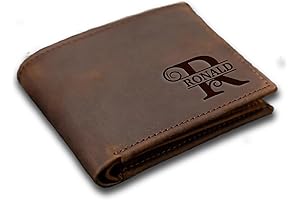 Personalized Men's Engraved Wallet - Perfect Monogrammed Bifold Brown Leather Gift