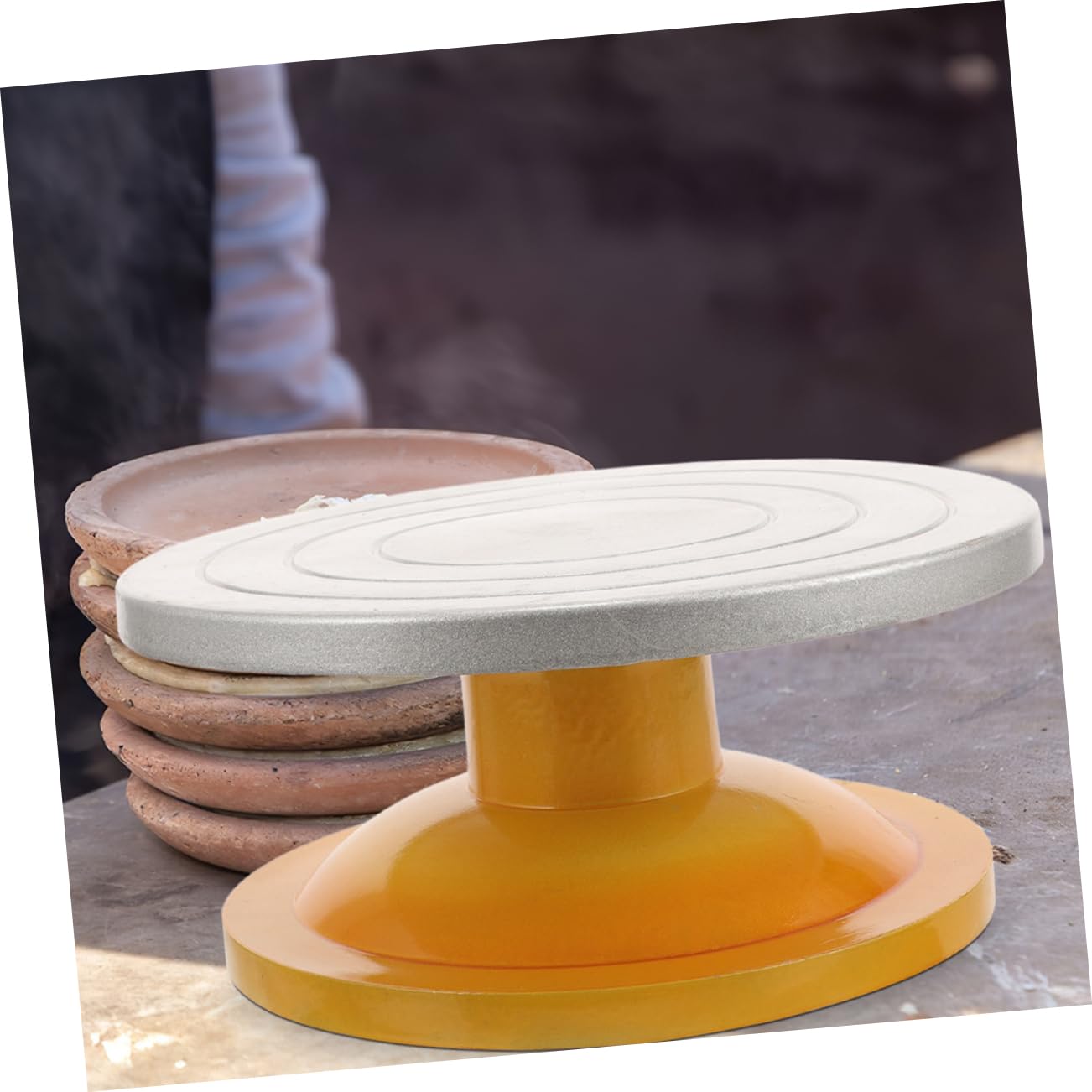 Amosfun Tavola Girevole per Decorazione Torte 25cm 2 Pezzi Metallo Plastico