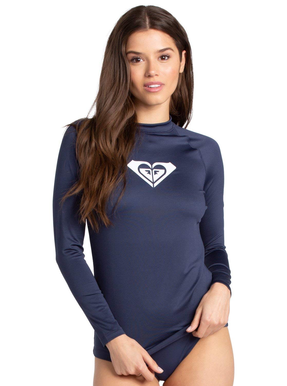 Roxy Women's Whole Hearted Long Sleeve UPF 50 Rashguard Rash Guard Shirt, Mood Indigo 22, XXL