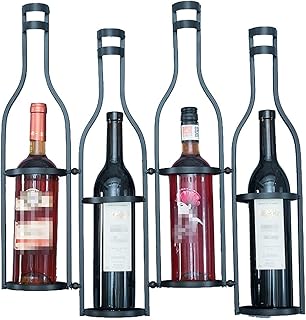 GTYT Casier à vin Mural, étagère à vin avec Porte-Verre, Porte-Verres à vin en Fer forgé, étagère à vin Murale pour cafés, Restaurants, Bars/KTV contenir 4/5 Bouteilles