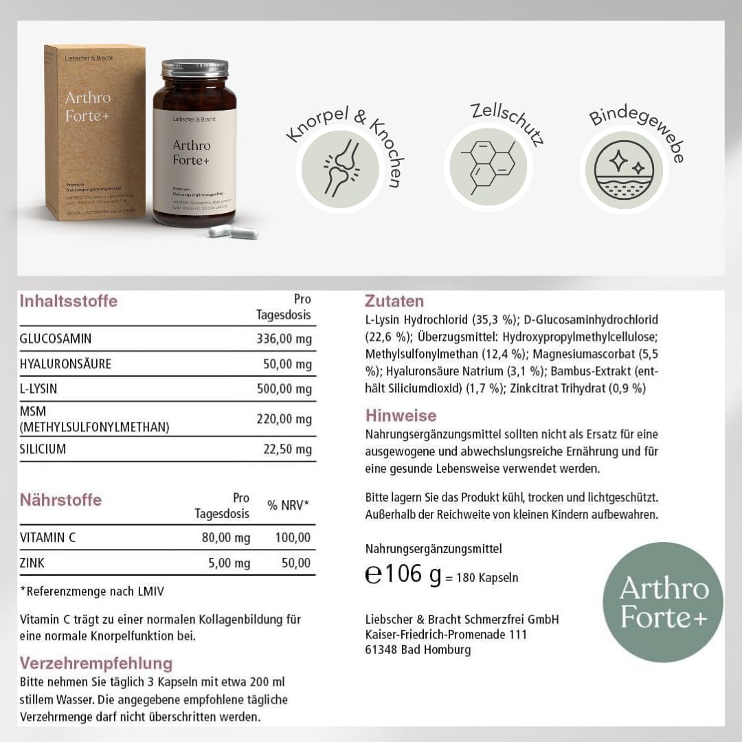 Liebscher & Bracht Premium Nahrungsergänzungsmittel 3er-Kombi: 1x Vital+ / 1x Arthro Forte+ / 1x Basen+ für 2 Monate, vegan, lactose- & glutenfrei, laborgeprüft