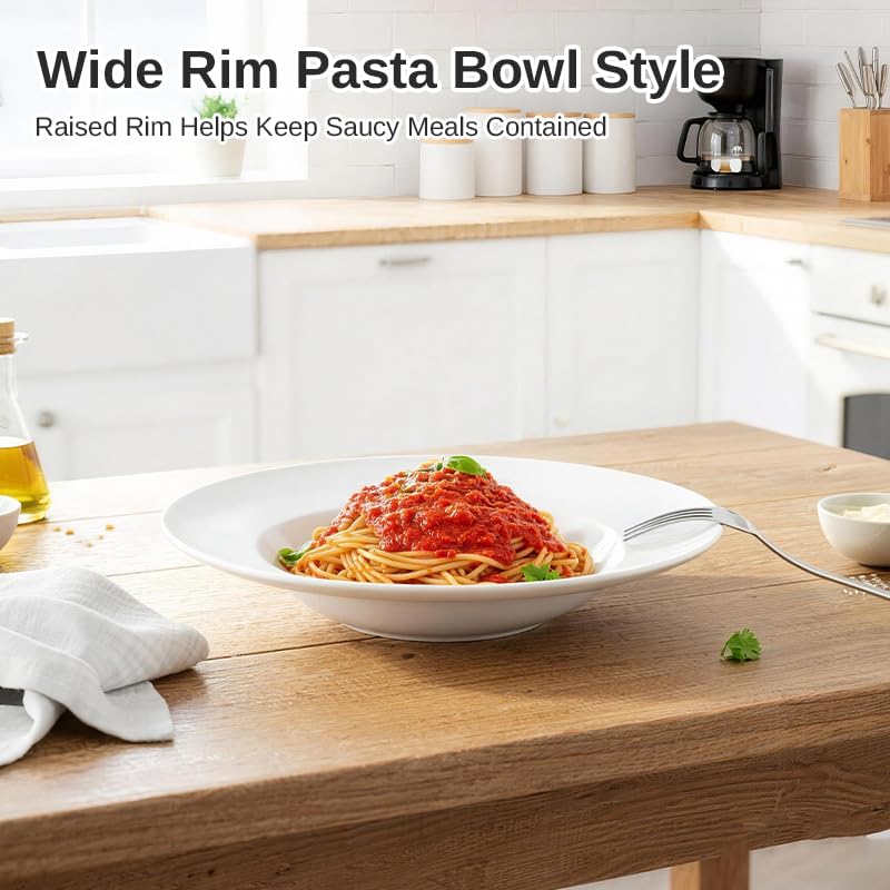 8pcs Pasta Bowls with Rim, Microwave & Dishwasher Safe, for Soup & Salad - image 2