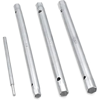DAKCOS Tubular Socket Spanner Set of 4 Metric 8 x 9 mm - 10 x 11 mm - 12 x 13 mm Including Rotary Mandrel Matt for Sink Tap Installation and Repair