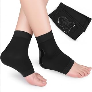 Achilles Tendon Heel Protector, Gel-Padded Compression Sock for Bursitis, Achilles Tendonitis Support Compression Socks, Everyday Wear for Men & Women-1 Pair Black