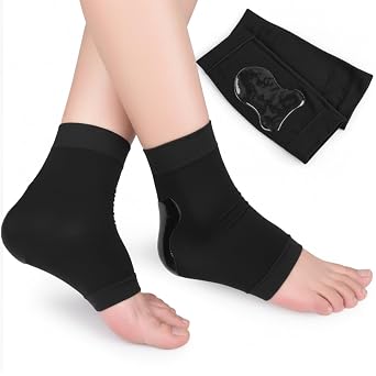 Achilles Tendon Heel Protector, Gel-Padded Compression Sock for Bursitis, Achilles Tendonitis Support Compression Socks, Everyday Wear for Men & Women-1 Pair Black