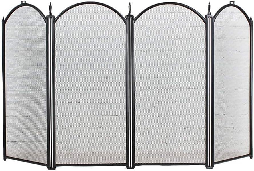 Fireproof Screen Fireplace Screen 4 Panels Foldable, Outdoor Privacy Screen Fireplace Accessories