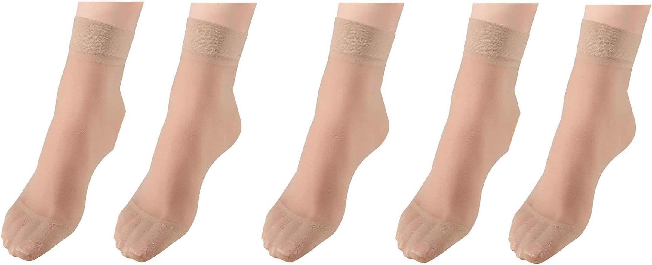 Women & Girl's Ultra-Thin Transparent Nylon Ankle Length Summer Skin Socks (Pack of 5)