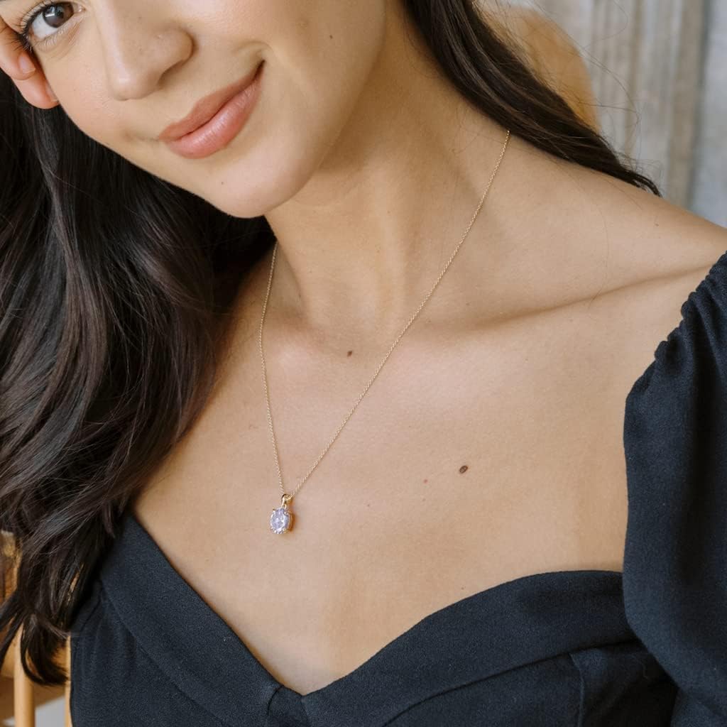 Honeycat Purple Oval Crystal Confection Pendant Necklace in Gold, Rose Gold, or Silver | Minimalist, Delicate Jewelry