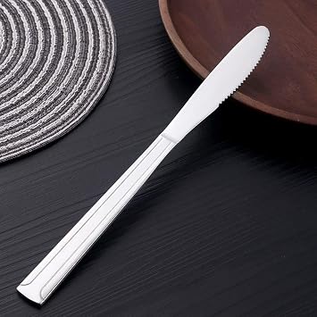 Dinner Knife Stainless Steel: Dining Knife Silverware Set of 12 Table Knife Silver 8-Inch