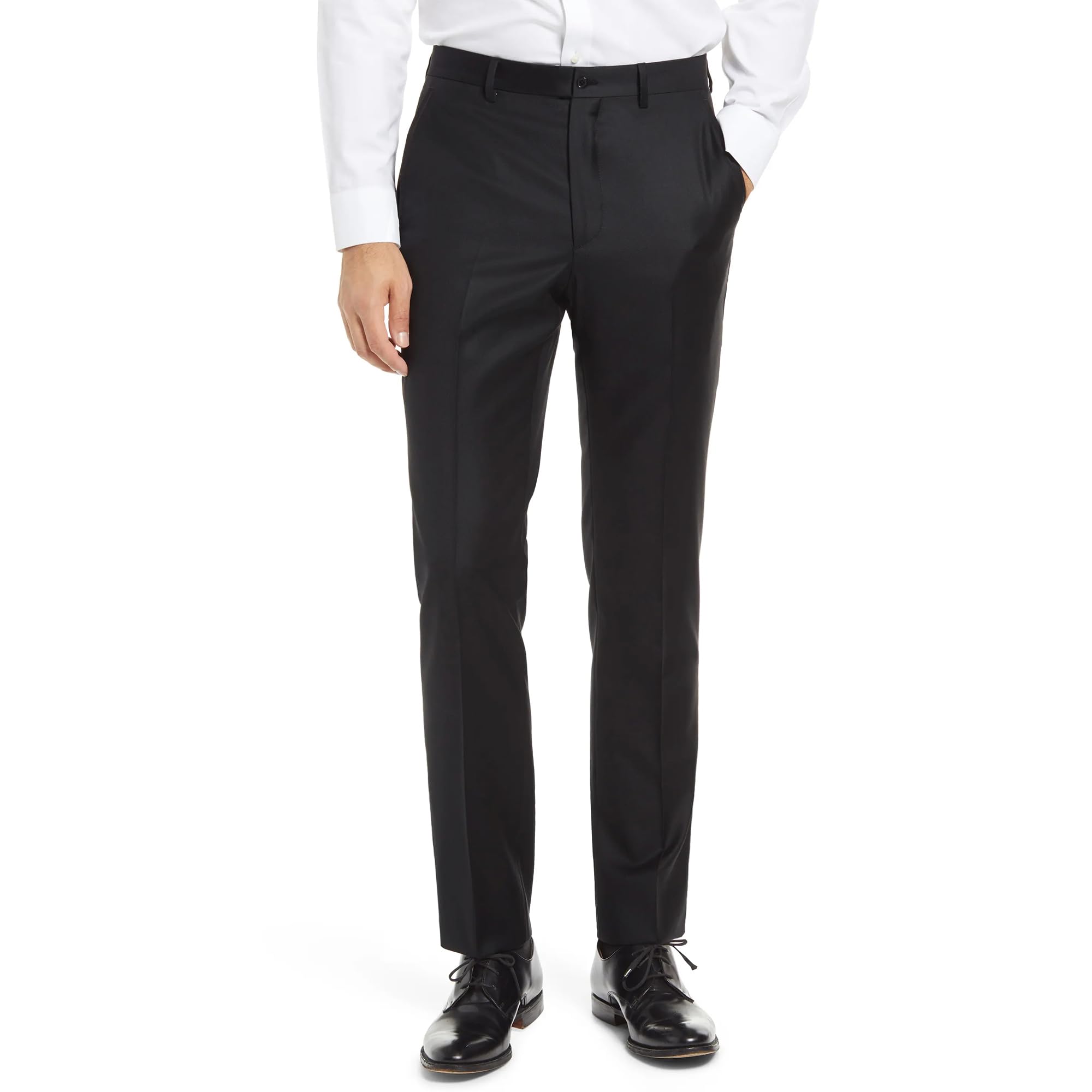 Men's Classic Fit Flat Front Dress Pants Expandable Waist Wrinkle Free Suit Pants for Men