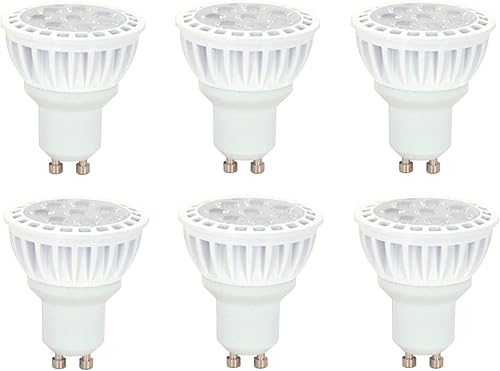 Satco S9096 - Bombilla LED (7 W, 120 V, forma MR16, base GU10, acabado blanco, 3000 K, 80 CRI, 520 lúmenes, haz de 40 pies, regulable, 25000 horas