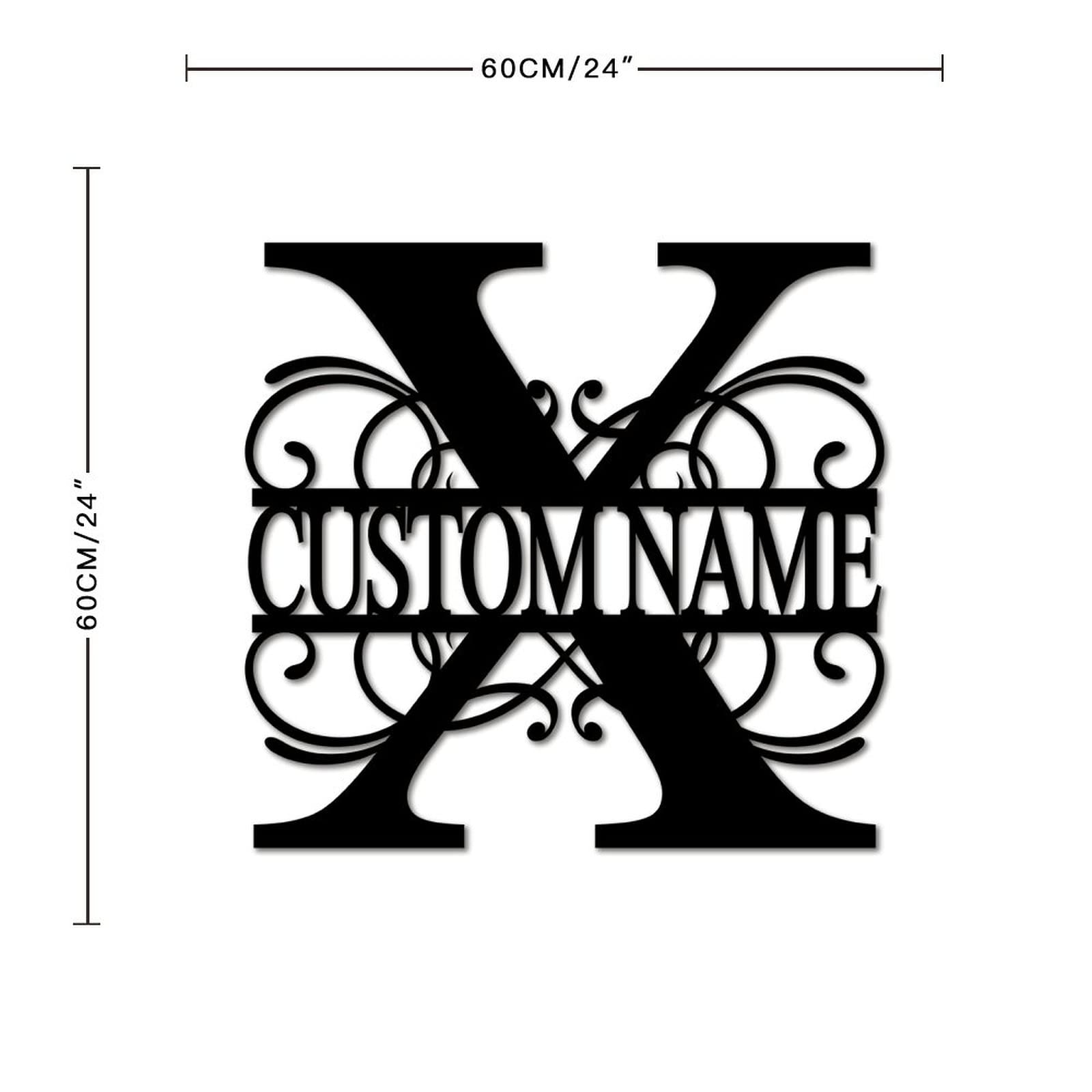 Letrero de metal con monograma X personalizado con apellido, letreros de metal personalizados para galería del hogar, decoración de pared, letrero de metal personalizado con nombre de la familia,