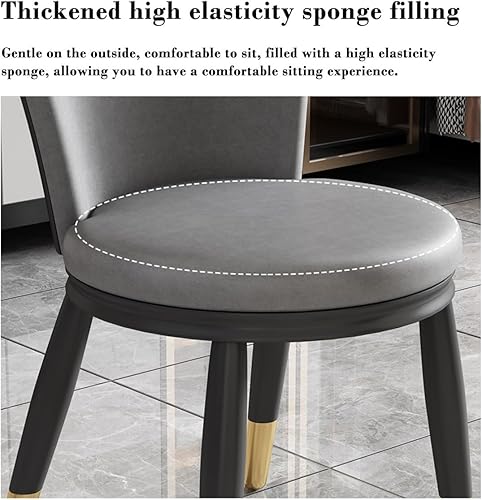 Miniatura 7 de LEIYTFE Silla moderna de respaldo alto, silla de comedor de piel sintética, taburete para el hogar, silla moderna tapizada con patas de metal,