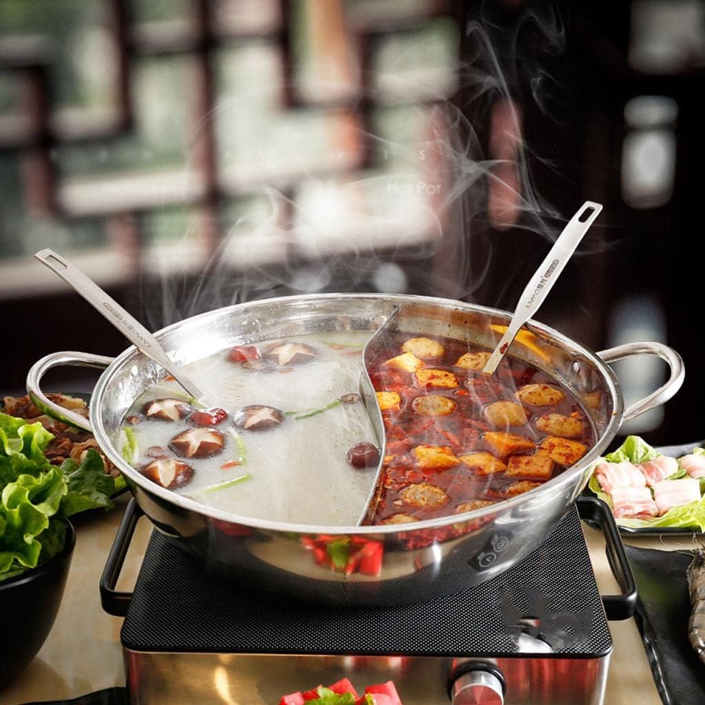 Stainless Steel Hot Pot Site Double Ear Cookware Easy to Clean -, 32cm, Silver, 32cm