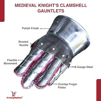 Armory ReplicasTM - Medieval Gauntlets Collection for Knights and Enthusiasts - Armored, Milanese, Crusader Hourglass & More