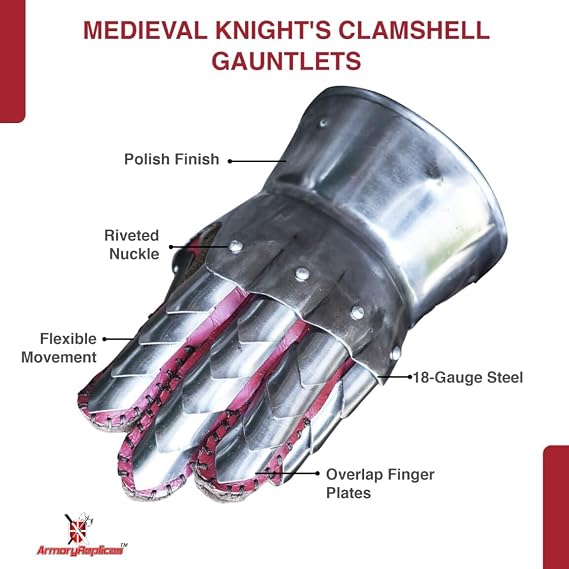 Armory ReplicasTM - Medieval Gauntlets Collection for Knights and Enthusiasts - Armored, Milanese, Crusader Hourglass & More
