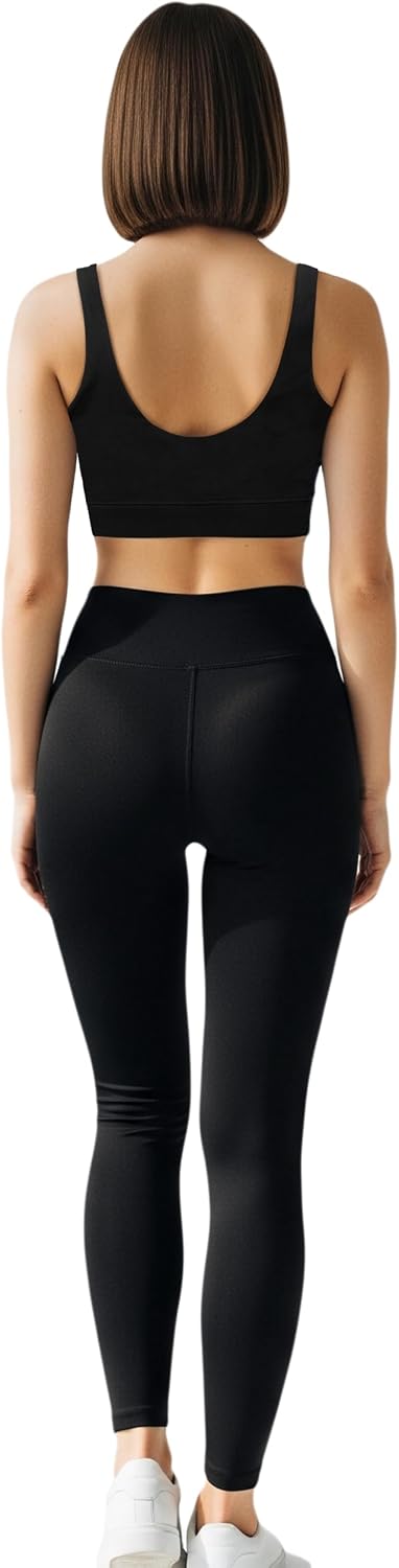 Women's Activewear Set - High Print Leggings and Bra - Stretchy Polyester Blend