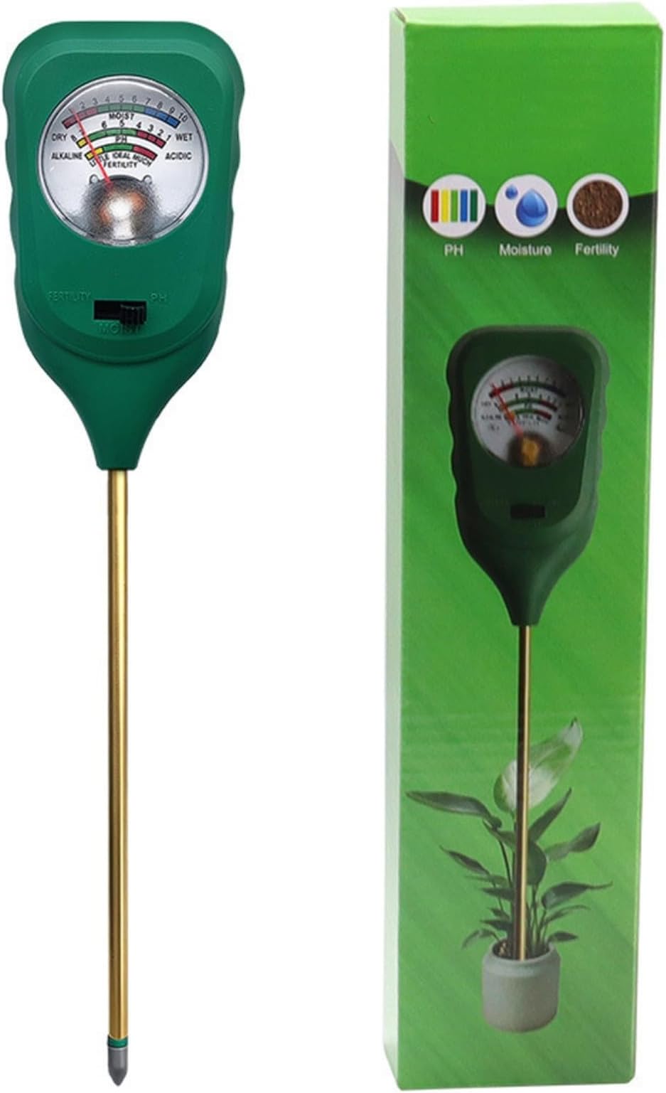 Soil Moisture Meter, 3-in-1 Soil Tester: Effortlessly Measure Moisture, PH & Nutrient Levels, Accurate Soil Water Sensor for Gardeners, Composters, Farmers, Nurseries