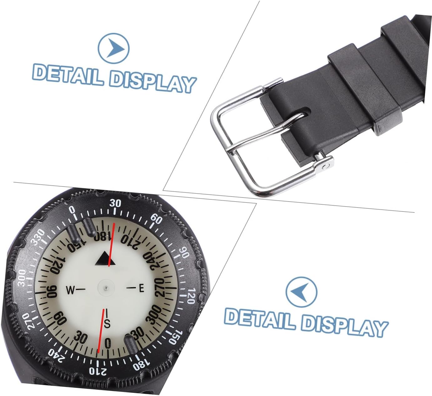 STOBAZA Mini Waterproof Outdoor Wristband Compass with Luminous Dial, Black Hiking Watch Strap Compass for Camping and Navigation