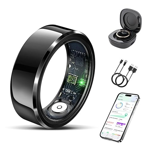 Smart Ring for Women Men-Wearable Fitness Tracker with Sleep Tracking Heart Rate Blood Oxygen Healthy Monitor Ring Activity Monitoring Steps Calories Black