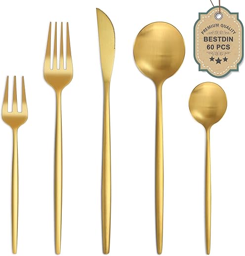 Bestdin Set di posate per 12 persone, 60 pezzi in...