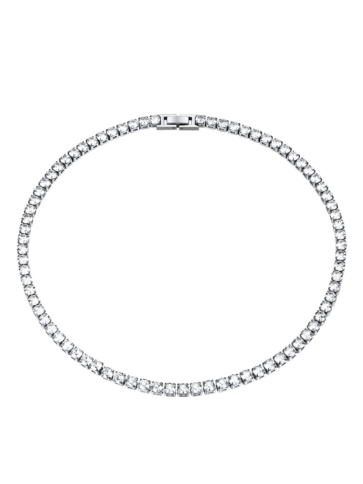 U7 Collana Tennis da Donna e Uomo con Zirconi Bianchi Neri 3/5mm 40/45cm