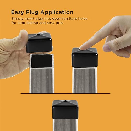 Miniatura 2 de Prescott Plastics - Inserto cuadrado de vinilo de 1.25 pulgadas (20 unidades), tapa de extremo flexible de goma negra para tubos de metal, valla,