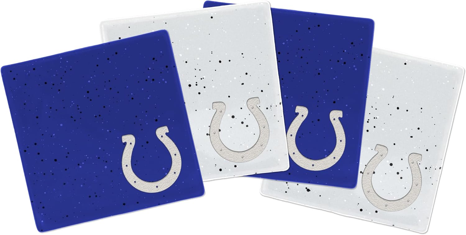 Rico Industries NFL Football Standard Set of 4 Ceramic Drink Coasters with Non-Slip Cork Base for Drinks
