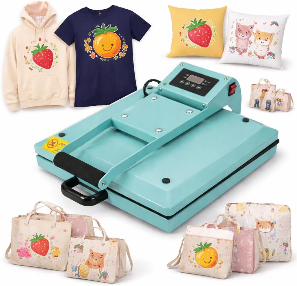 Heat Press Machine, Digital Industrial Heating Press Tool, Transfer Sublimation Print Press Equipment, 15" x 15" T-Shirt Heat Press Machine, Clamshell Heat Press Tool for Bags Mouse Pads Hat