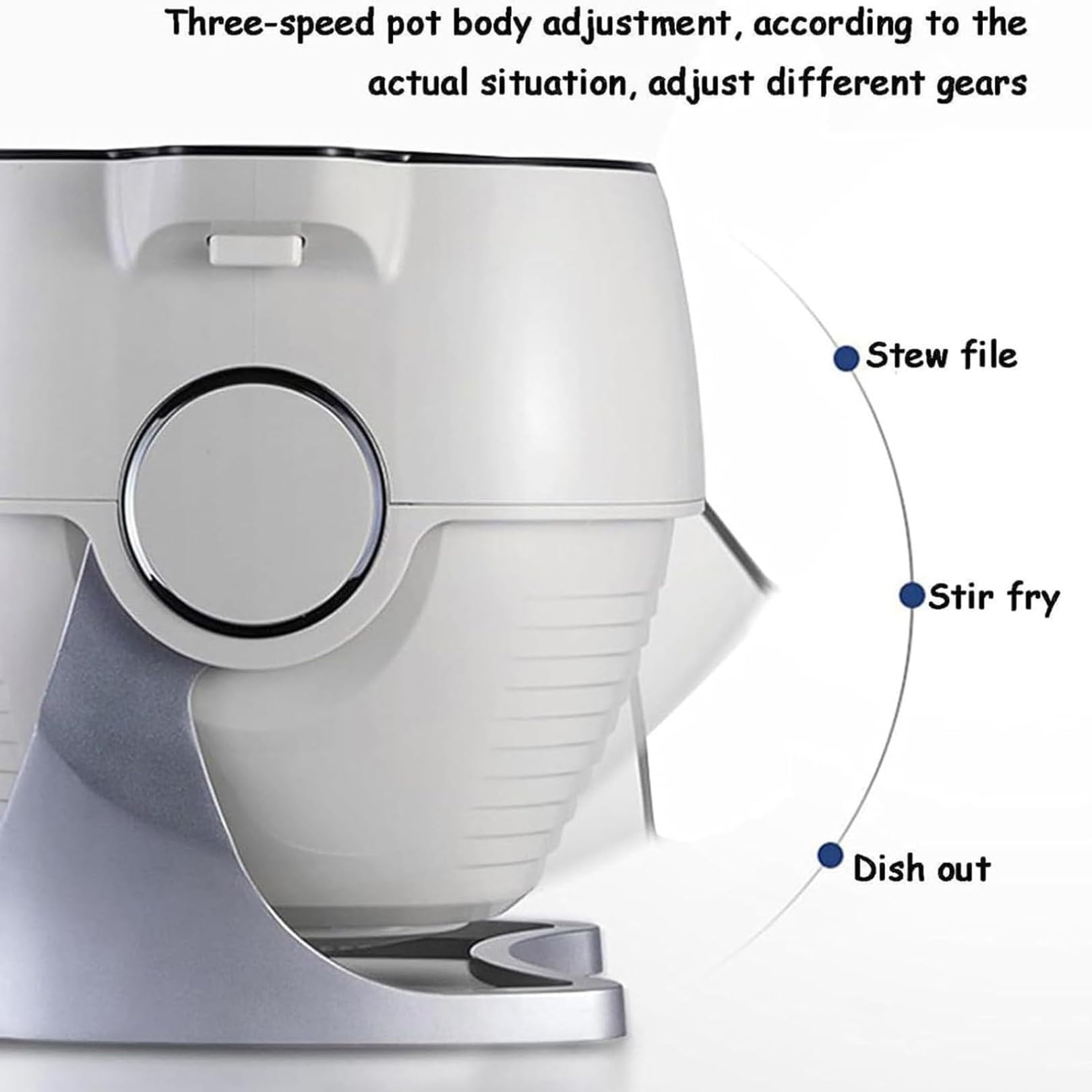 Máquina de cocción automática de 2000 W – 6 L, olla multifunción con olla giratoria de 360°, control de temperatura de 3 velocidades y 3 niveles para el hogar y restaurantes