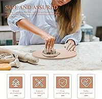 Vista 2 de Rueda de cerámica redonda de tablero de fibra de madera, murciélagos, tabla de cuña de arcilla de 9.8 in, tabla de secado de arte de cerámica