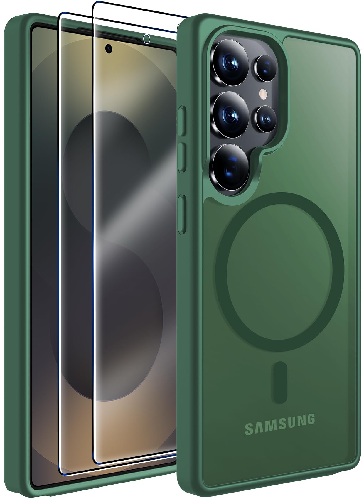 MOZOTER for Samsung Galaxy S25 Ultra Case with Magnetic,[Compatible with MagSafe][12Ft Military Dropproof][2*Screen Protector] Translucent Anti-Slip