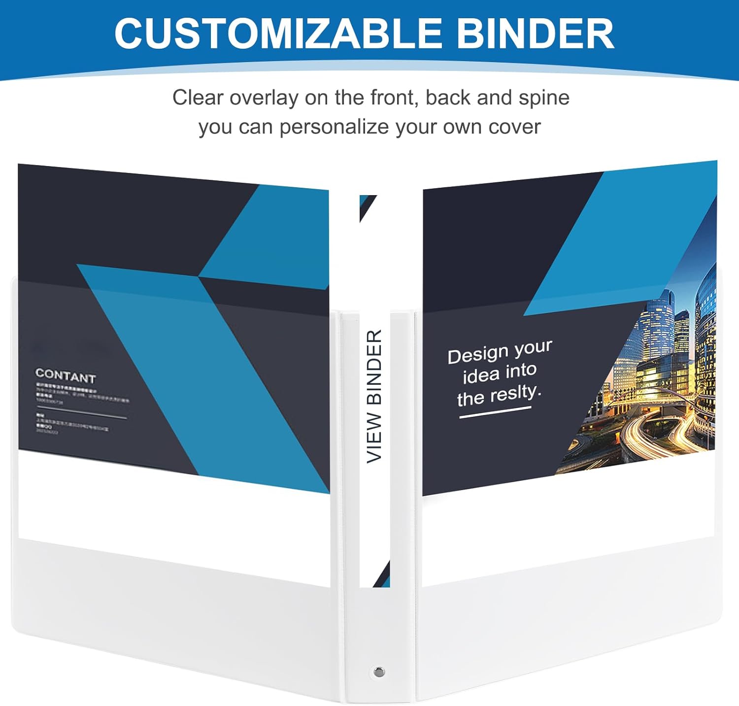 SUQJOY 1.5-Inch 3-Ring Binder with Pockets, 1-1/2’’ Clear View Binders,PVC Free, White Binder Holds up to 325 Sheets US Letter Size, Perfect for School,Office and Home(6 Pack)