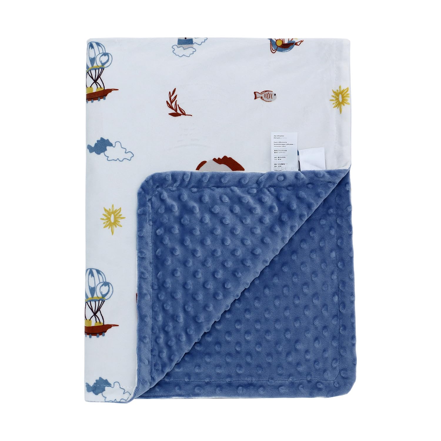 LAT LEE AND TOWN Babydecken Superweiche Neugeborene Schlafdecken Kinderzimmer Bettdecke mit Gepunkteter Rückseite für Kleinkinder Babys Mädchen Jungen (Blaues Schloss, S)