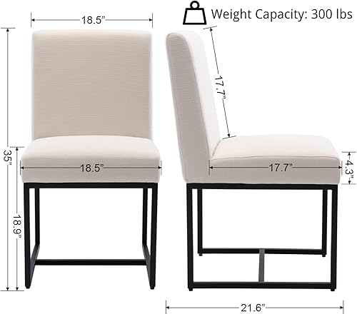 Miniatura 2 de Lei Yu Shunzhi - Juego de 2 sillas de comedor tapizadas con patas de marco de metal negro, modernas de mediados de siglo, laterales modernas, sin