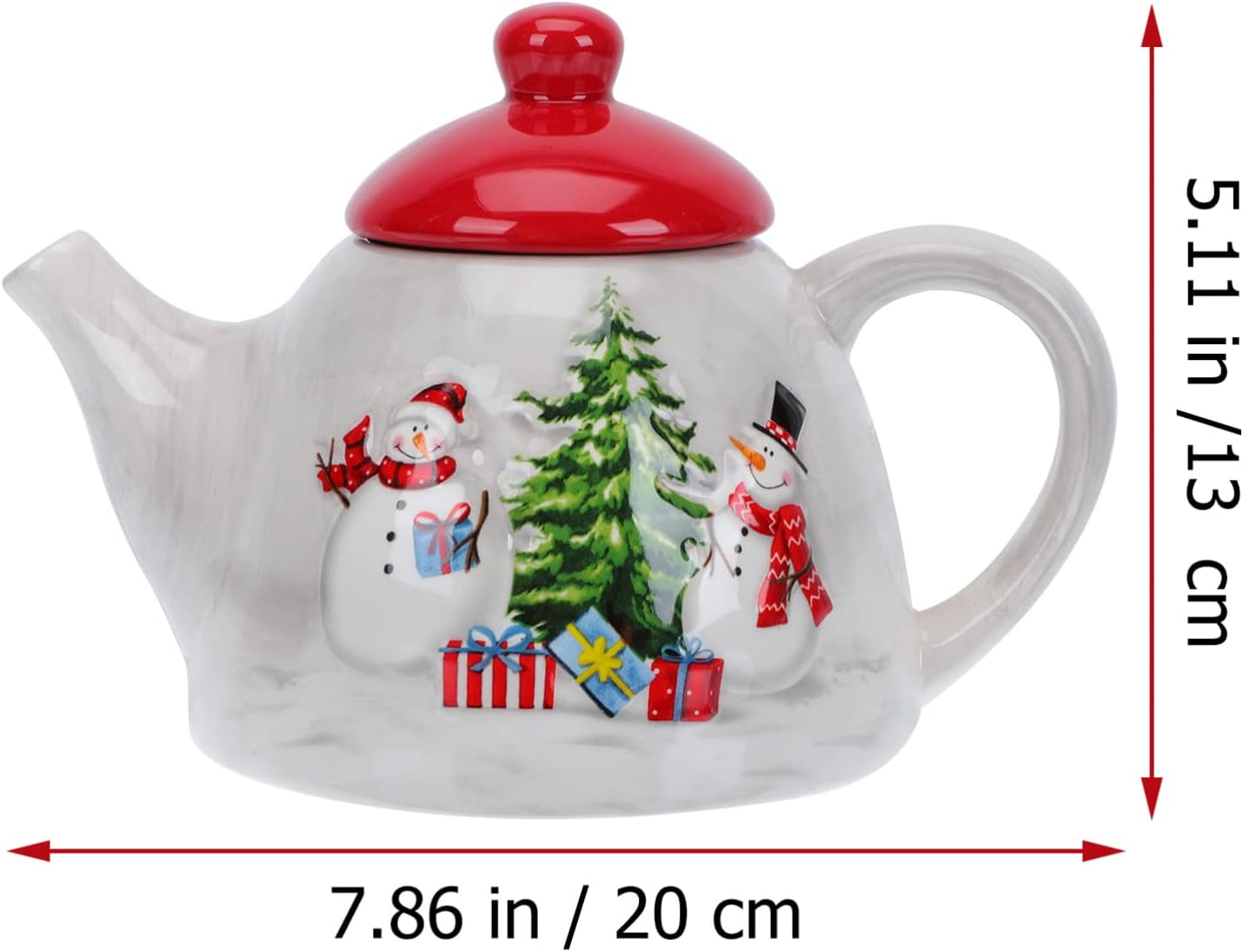 DOITOOL Christmas Tree Teapot, Snowman Ceramic Christmas Tea Pot Holiday Coffee Kettle for Holiday Tea Parties
