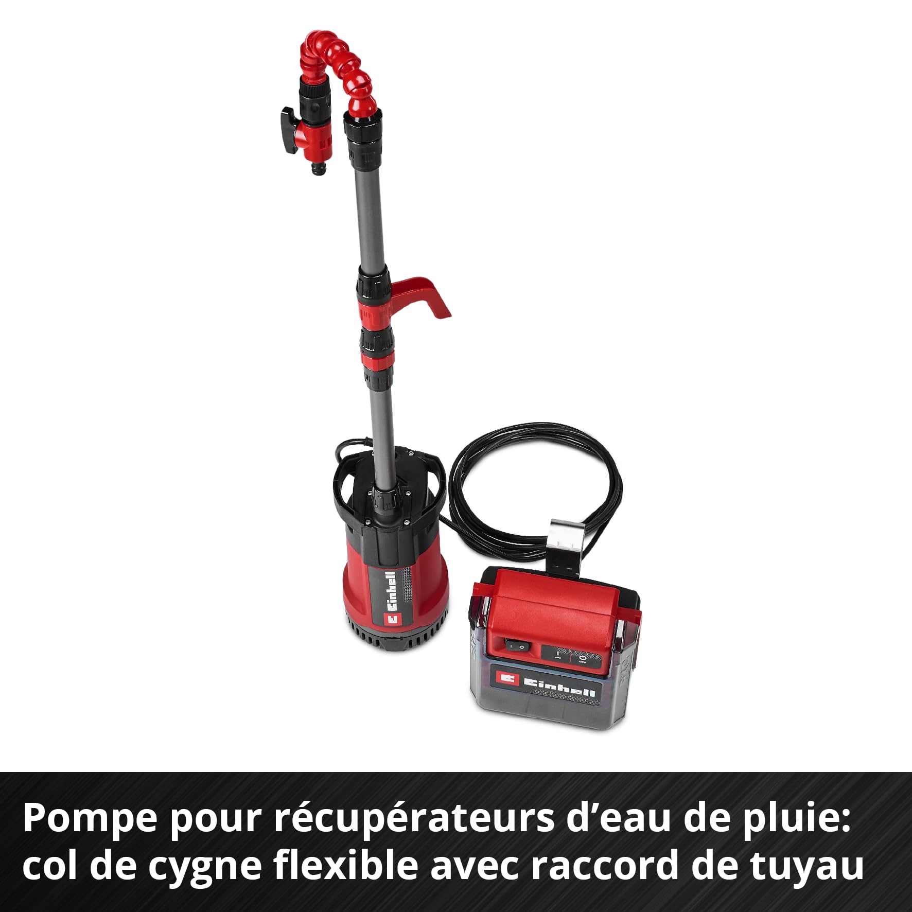 Einhell Pompe à eau claire 2en1 sans fil GE-PP 36 RB-A Li | PXC | 36 V | 3 bar | débit 4500 l/h | hauteur 30 m | pompe 2-en-1 | col de cygne | sans batterie