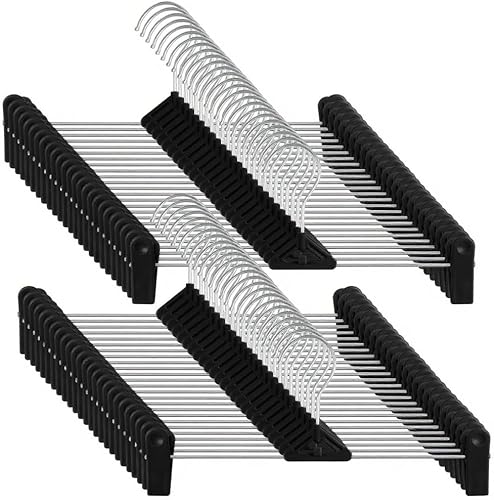 Miniatura 15 de NORTHERN BROTHERS Paquete de 50 perchas para pantalones, perchas apilables con clips para faldas y pantalones cortos, plástico que ahorra espacio