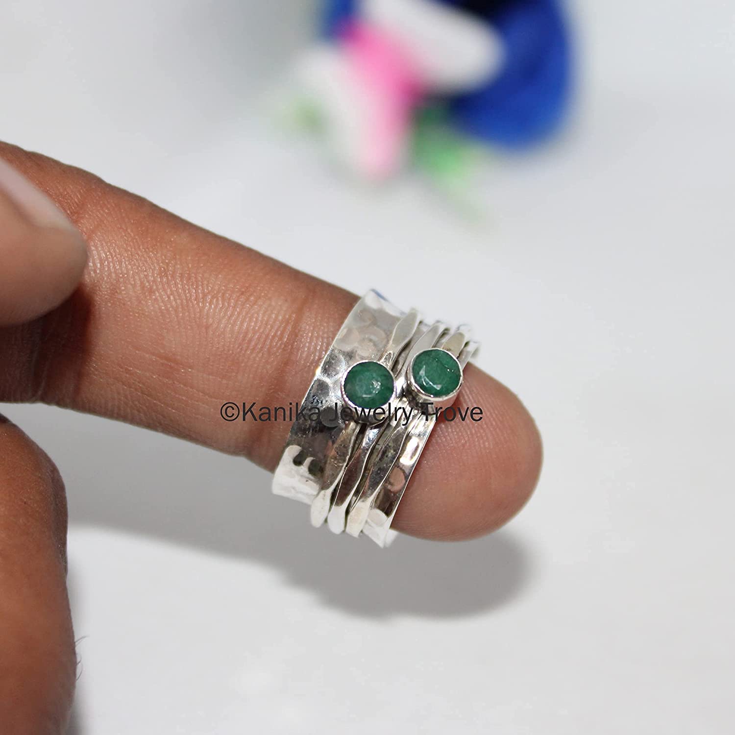 Customize your ring with any gemstone/birthstone,Red Onyx and Citrine Thumb 925 Sterling Silver Ring for Women, Size 10