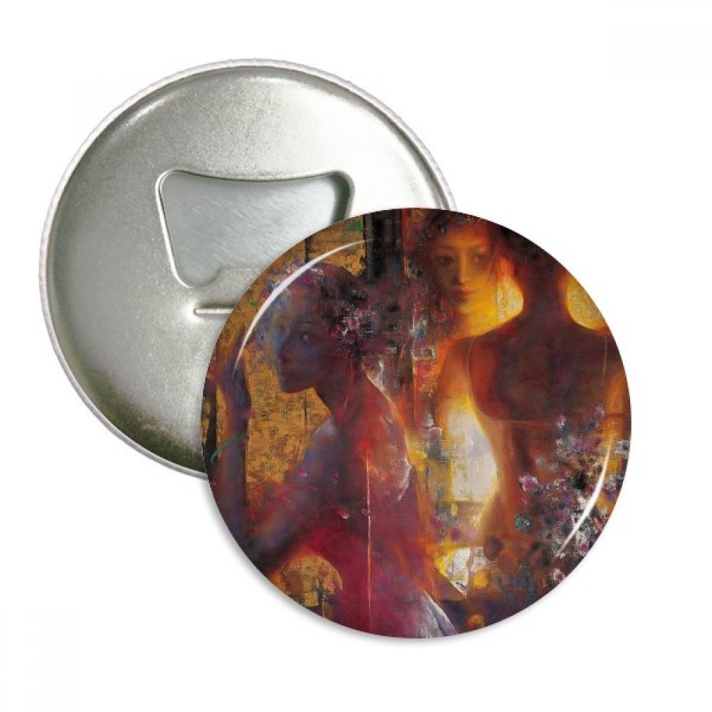 Cadeau argent 3pcs avec ouvre-bouteille peinture à l'huile fleurs