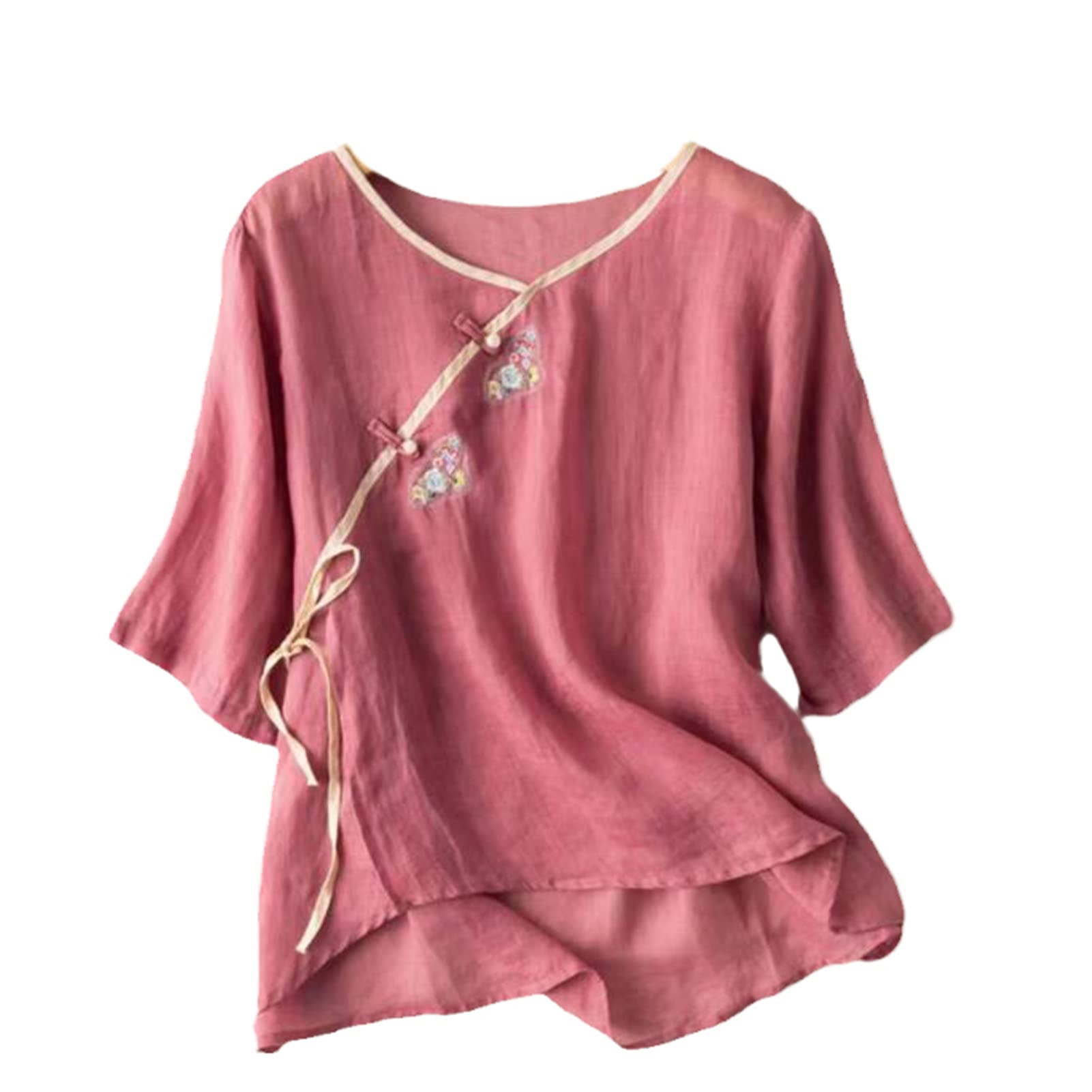 Donne Estate Primavera Abbigliamento Tradizionale Cinese Vestiti Manica Corta Top Hanfu Tang Suit Girocollo T-Shirt