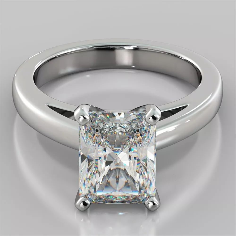 4 Ct Radiant Cut Diamond Classic Solitaire Fantastic Engagement Ring For Women 14K White Gold Plated Promise Ring 925 Sterling Handmade Jewelry Anniversary Ring Gorgeous Gift For Her