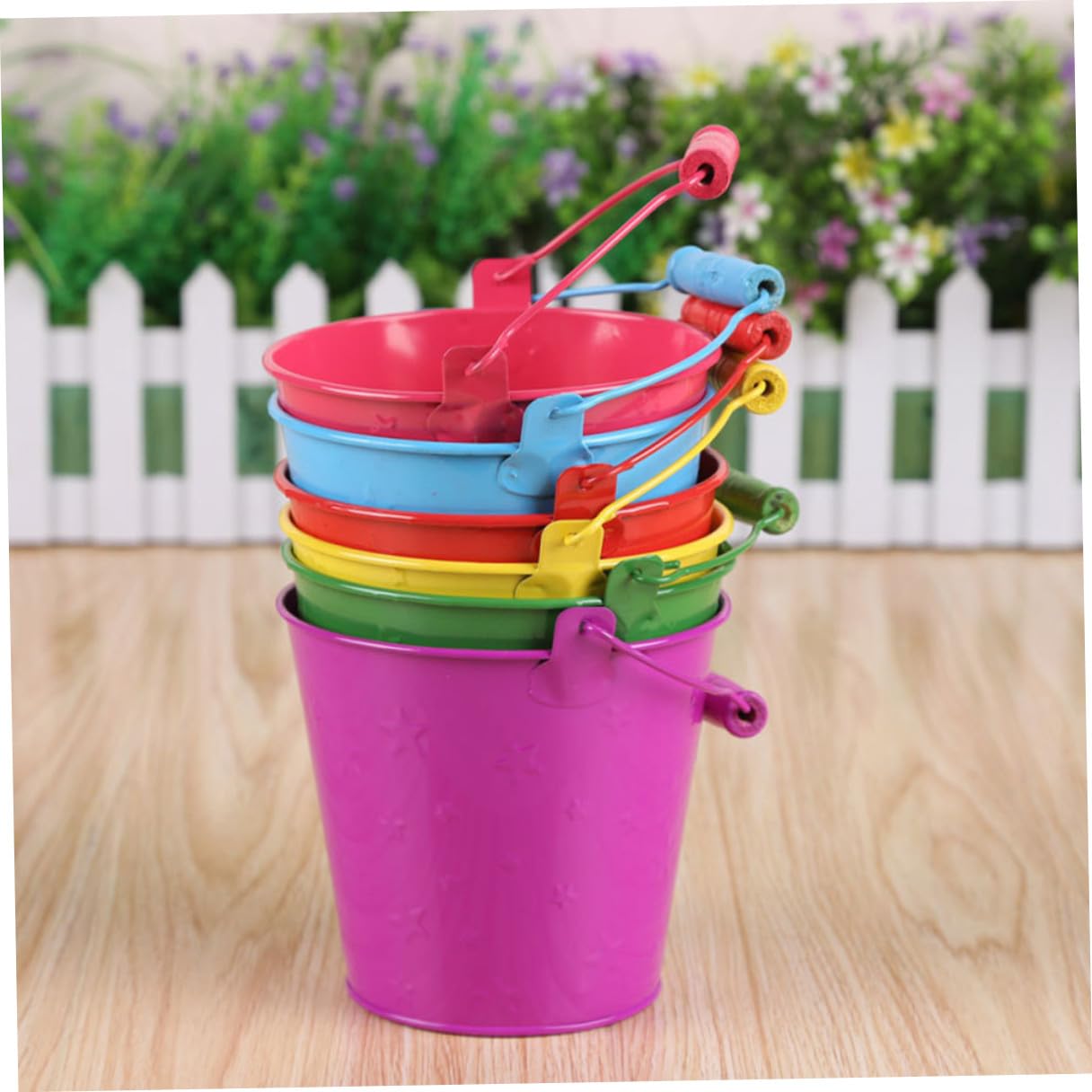 Seau de Plage pour Garçon et Filles 6pcs en Tinplate, Jouet de Plage Léger | Vacances, Jouet Exterieur à Sable Extérieur, Jouets de Sable et Eau Tout-petits Couleur Aléatoire